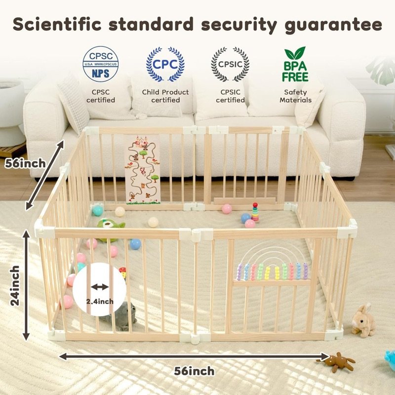 Close-up of the child-safe gate on the Ulnxiy playpen